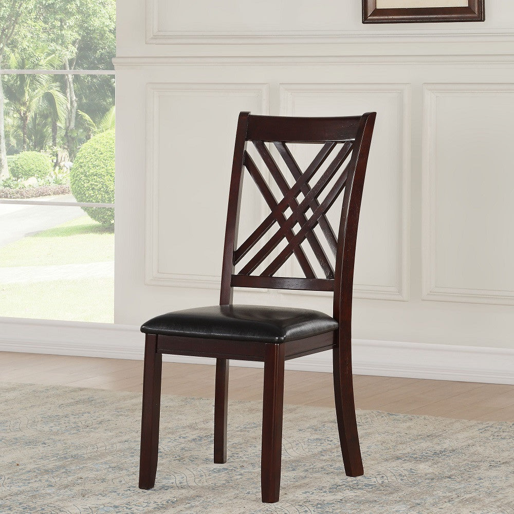 ACME 71857 Katrien Side Chair (Set-2), Black PU & Espresso