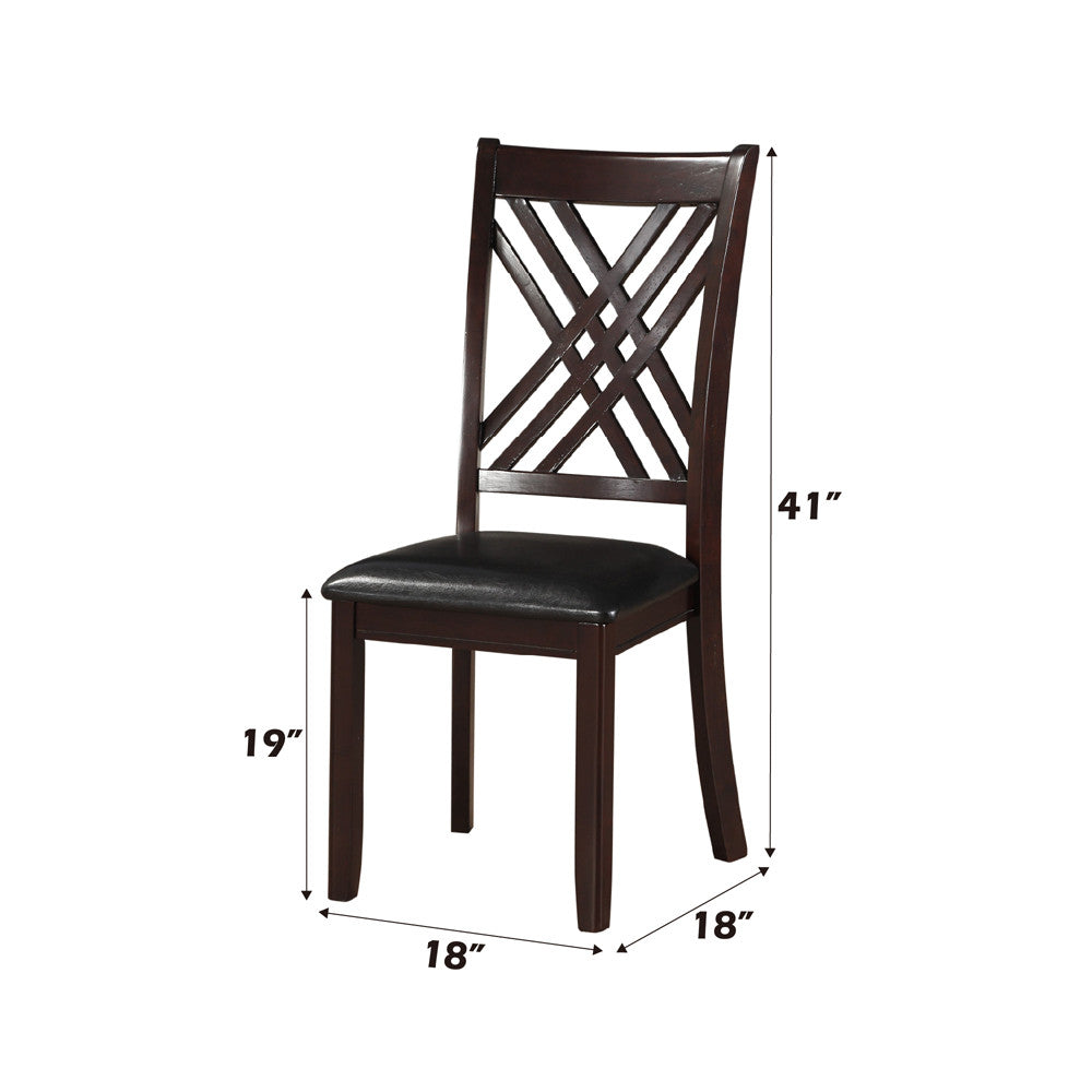 ACME 71857 Katrien Side Chair (Set-2), Black PU & Espresso