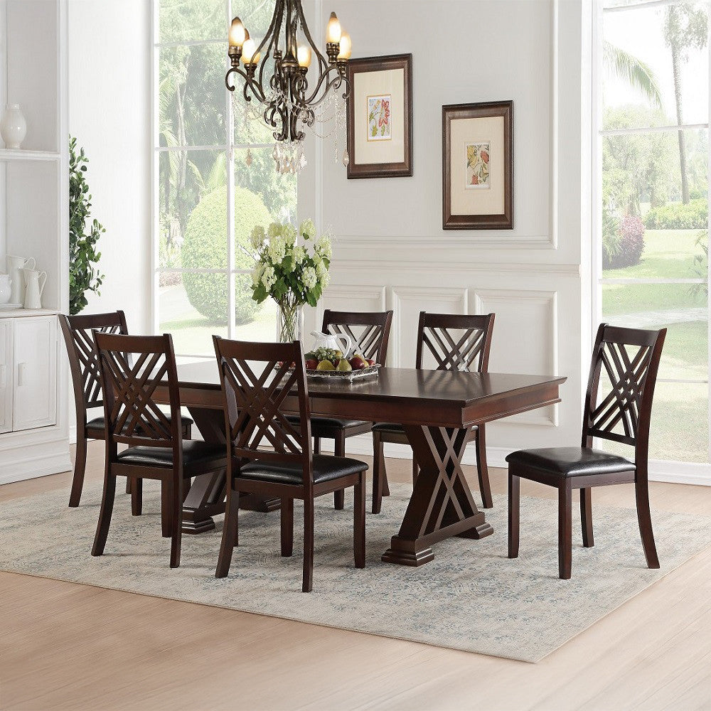 ACME 71857 Katrien Side Chair (Set-2), Black PU & Espresso