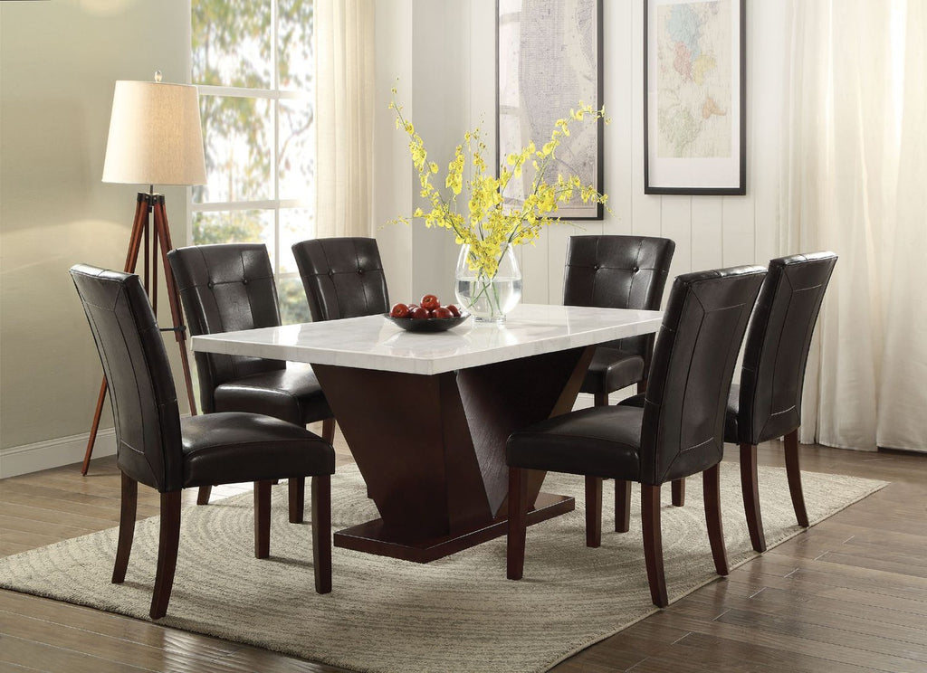 ACME 72120 Forbes Dining Table, White Marble & Walnut (1Set/2Ctn)