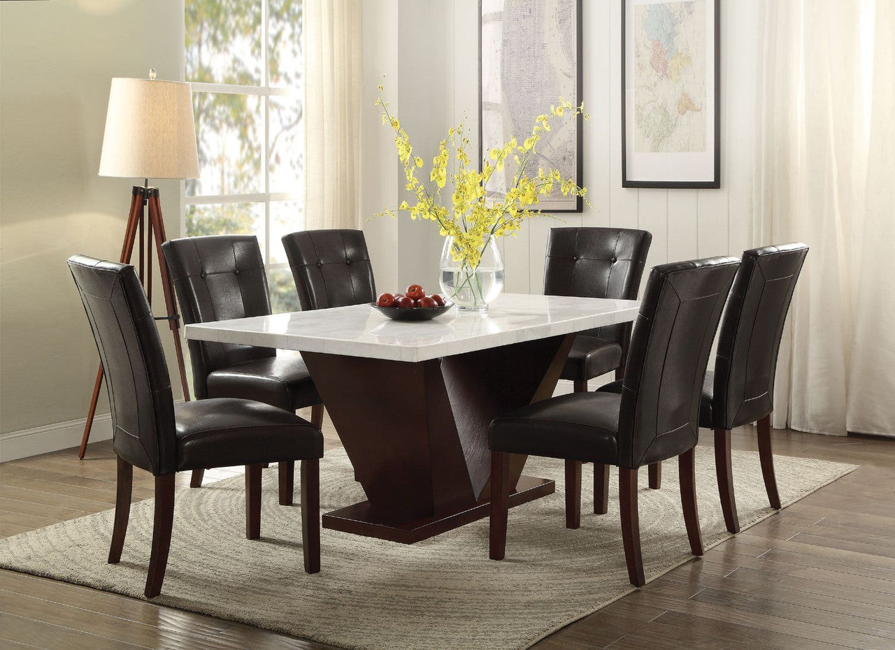 ACME 72120 Forbes Dining Table, White Marble & Walnut (1Set/2Ctn)