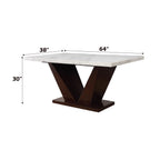 ACME 72120 Forbes Dining Table, White Marble & Walnut (1Set/2Ctn)