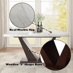 ACME 72120 Forbes Dining Table, White Marble & Walnut (1Set/2Ctn)