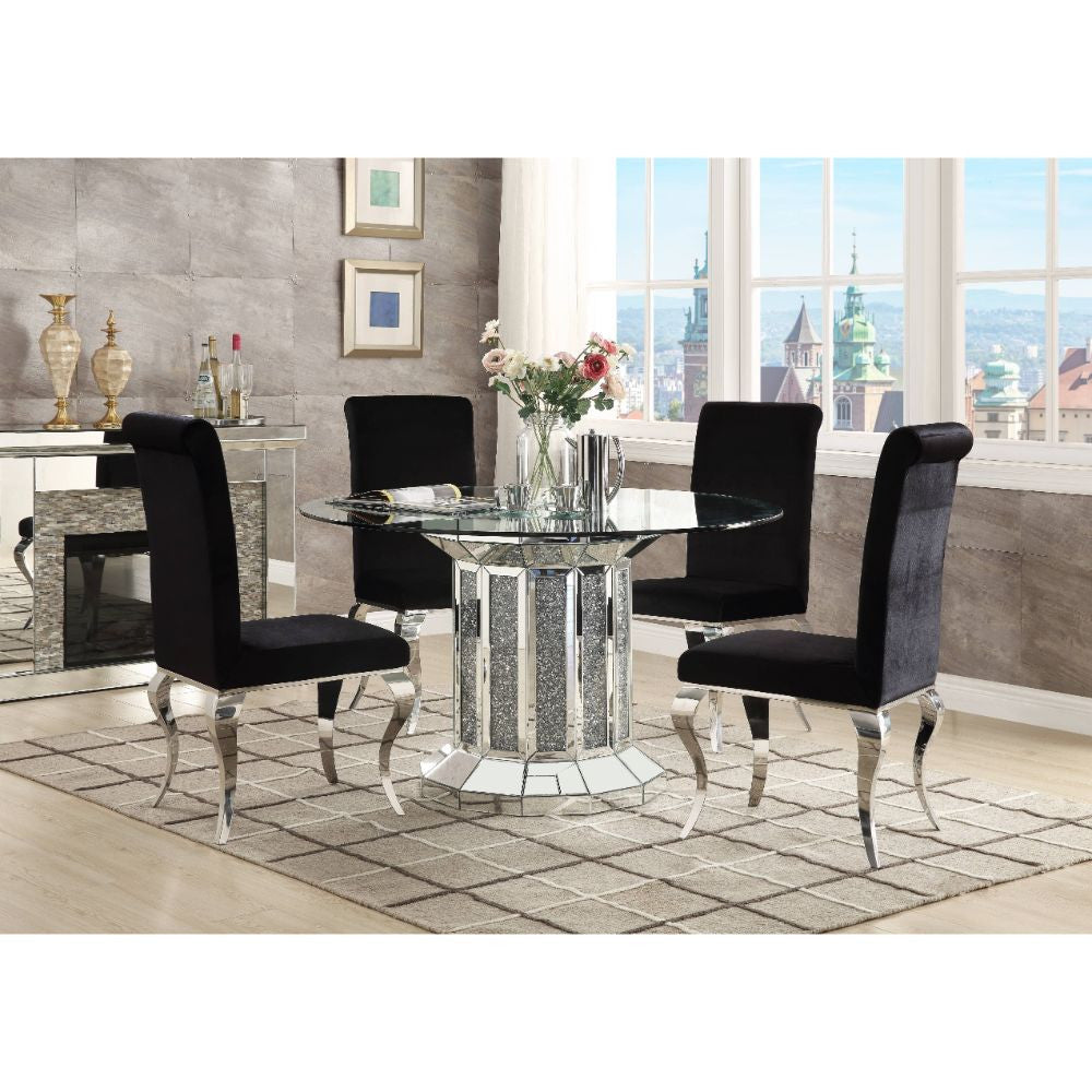 ACME 72140 Noralie Dining Table, Mirrored & Faux Diamonds