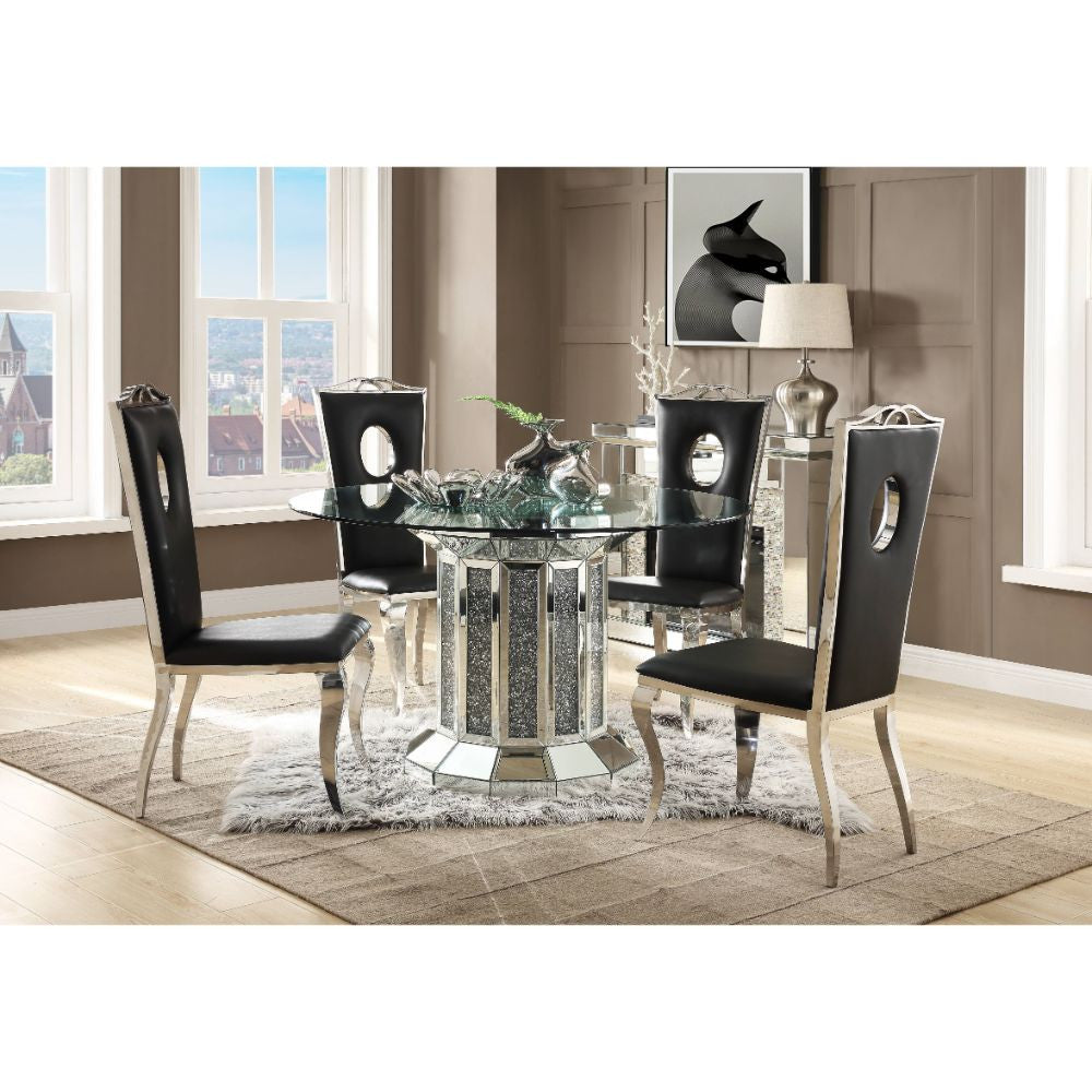 ACME 72140 Noralie Dining Table, Mirrored & Faux Diamonds