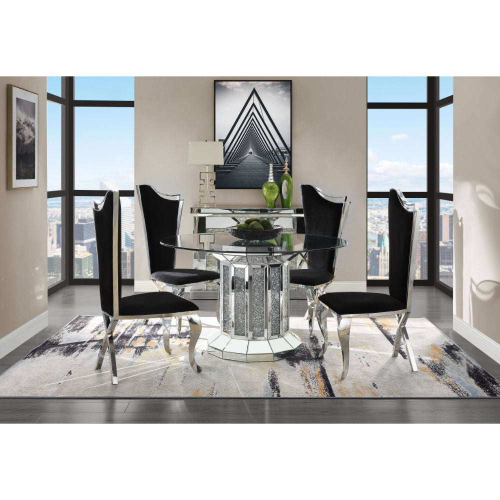 ACME 72140 Noralie Dining Table, Mirrored & Faux Diamonds