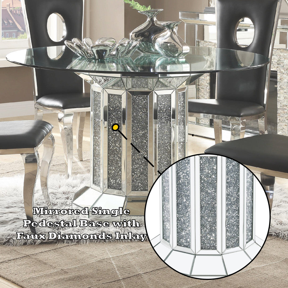 ACME 72140 Noralie Dining Table, Mirrored & Faux Diamonds