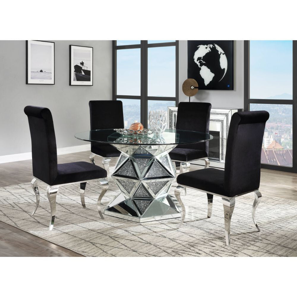 ACME 72145 Noralie Dining Table, Mirrored & Faux Diamonds