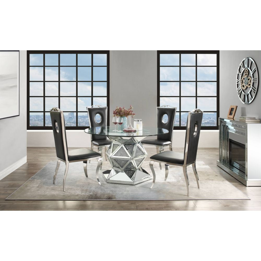 ACME 72145 Noralie Dining Table, Mirrored & Faux Diamonds