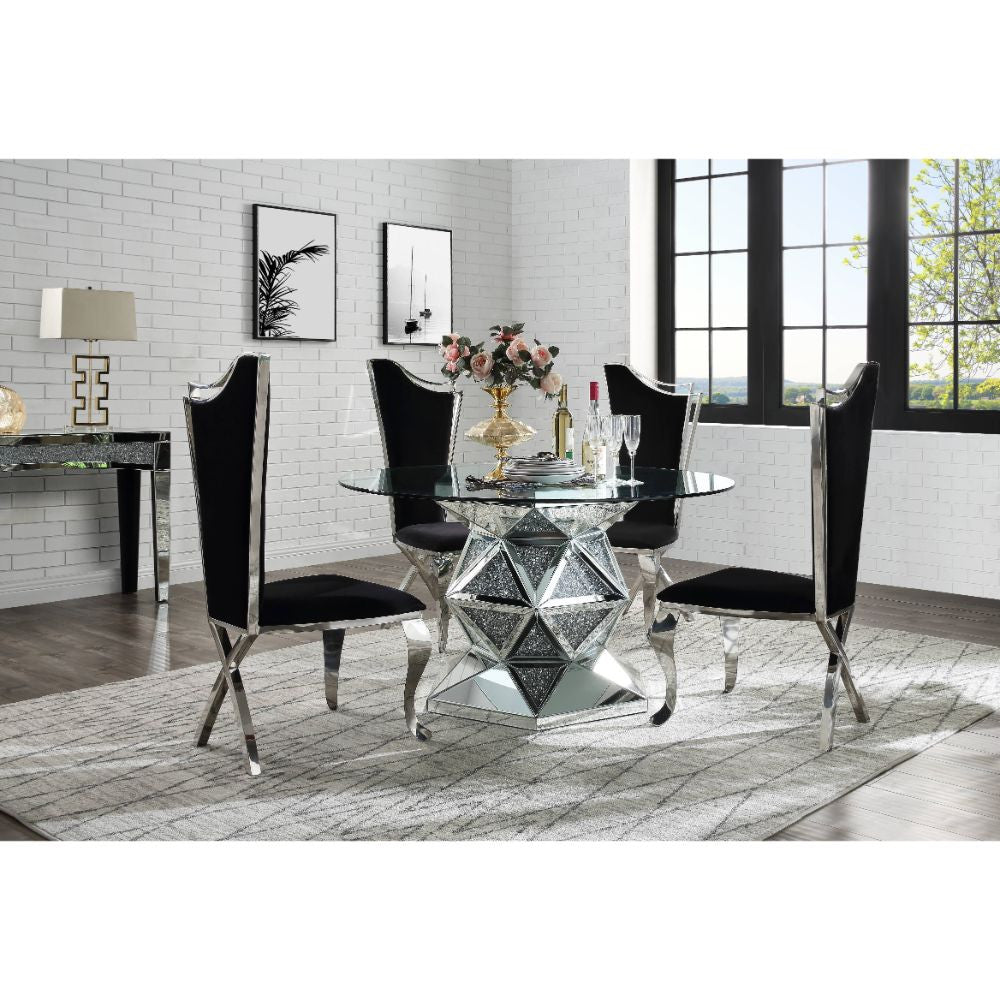 ACME 72145 Noralie Dining Table, Mirrored & Faux Diamonds