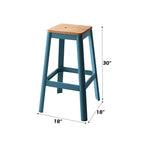 ACME 72333 Jacotte Bar Stool (1 Piece), Natural & Teal, 30" Seat Height