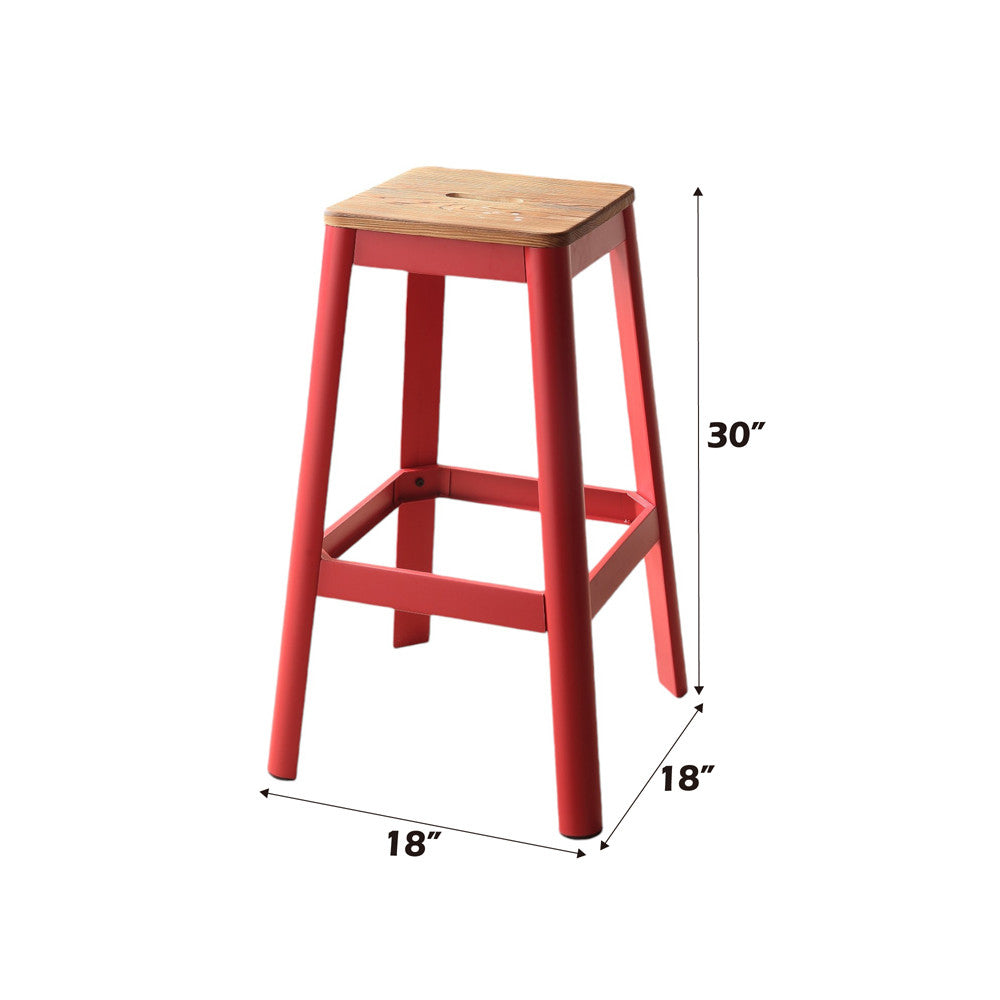 ACME 72334 Jacotte Bar Stool (1 Piece), Natural & Red, 30" Seat Height