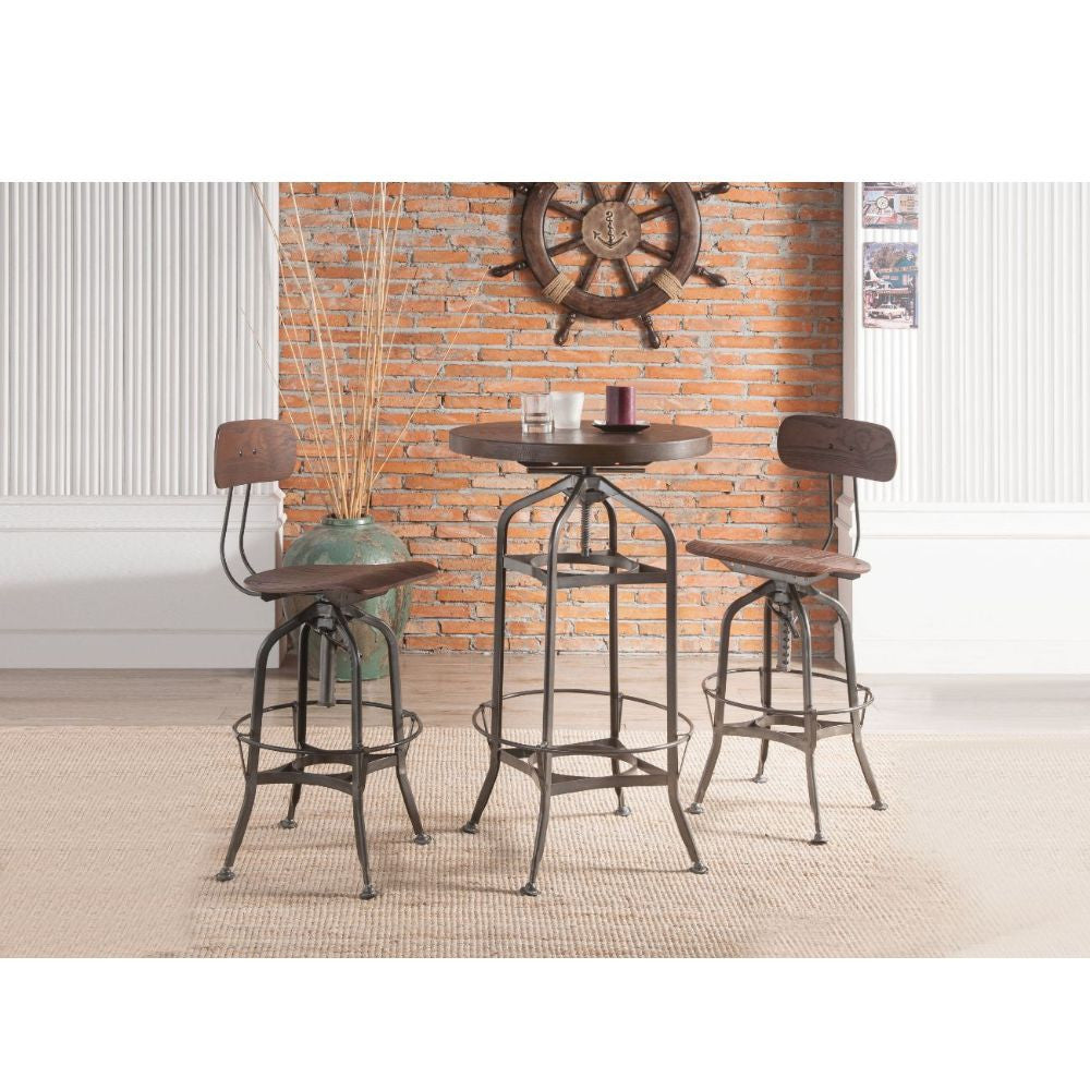 ACME 72380 Kaeso Bar Table, Walnut & Gunmetal (1Set/2Ctn)