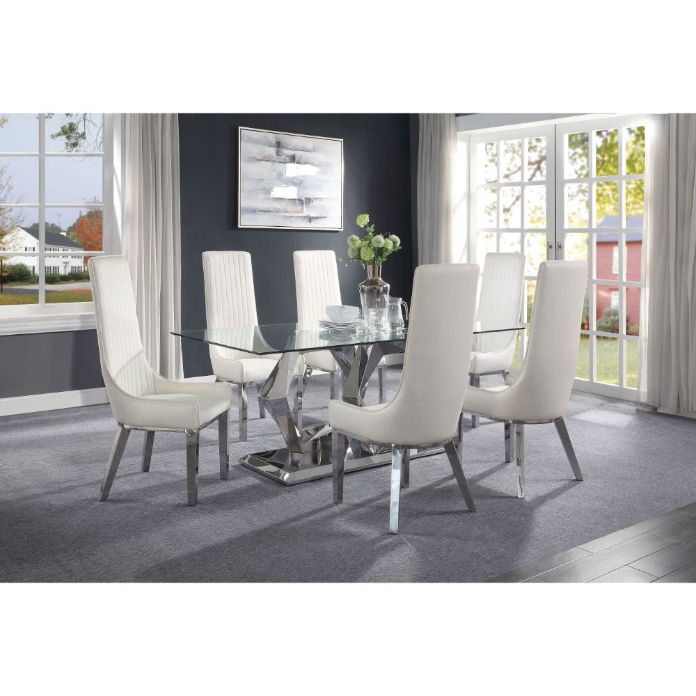 ACME 72470 Gianna Dining Table, Clear Glass & Stainless Steel