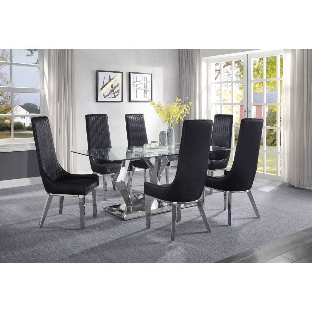 ACME 72470 Gianna Dining Table, Clear Glass & Stainless Steel