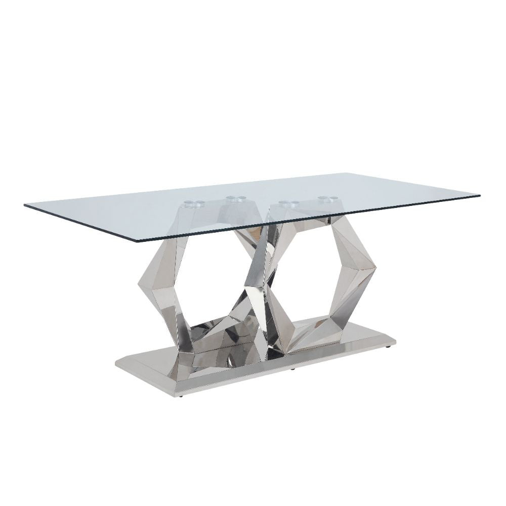 ACME 72470 Gianna Dining Table, Clear Glass & Stainless Steel