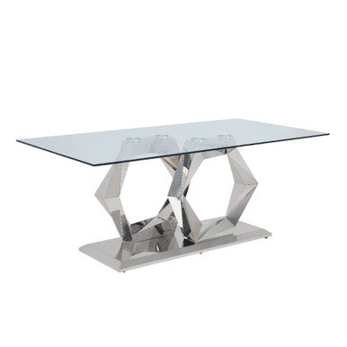ACME 72470 Gianna Dining Table, Clear Glass & Stainless Steel