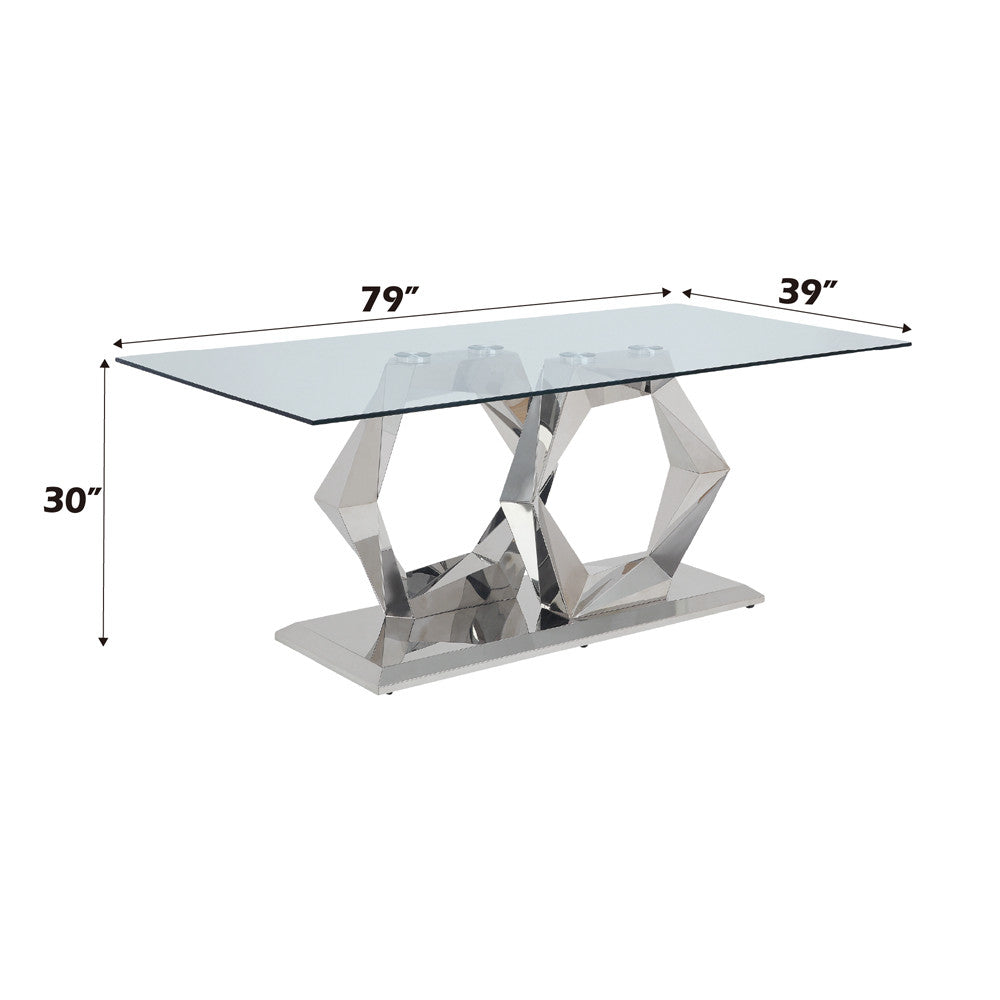 ACME 72470 Gianna Dining Table, Clear Glass & Stainless Steel