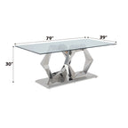 ACME 72470 Gianna Dining Table, Clear Glass & Stainless Steel