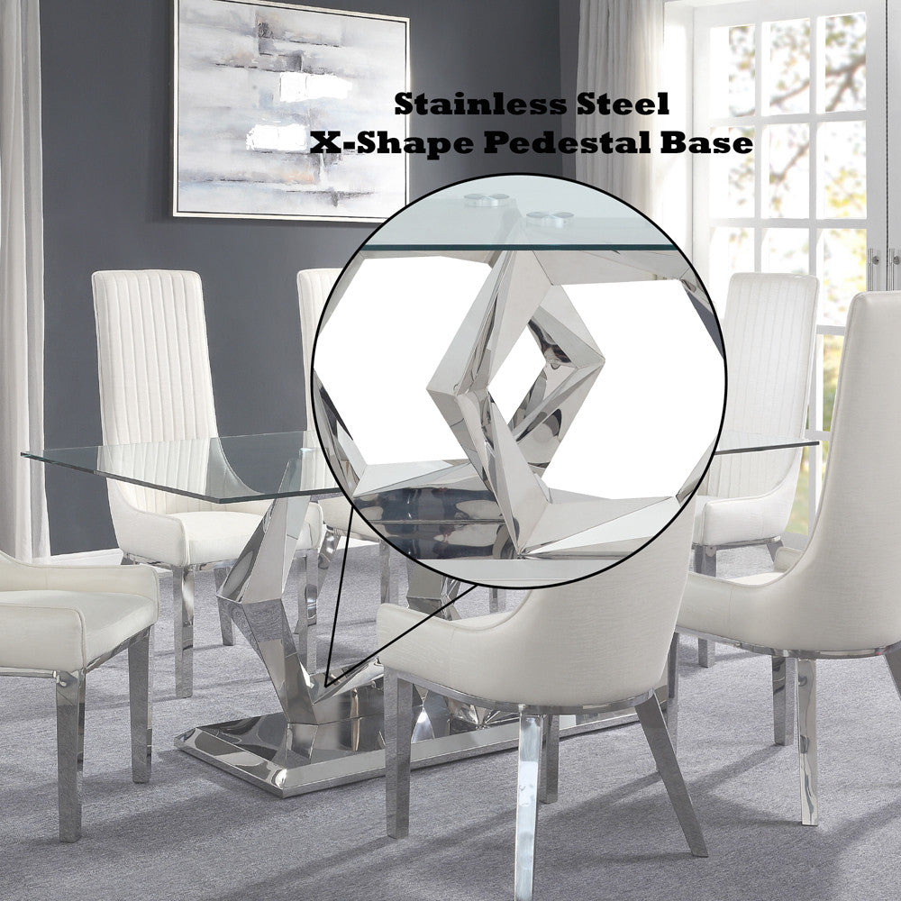 ACME 72470 Gianna Dining Table, Clear Glass & Stainless Steel