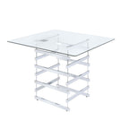 ACME 72590 Nadie Counter Height Table, Chrome & Clear Glass (1Set/2Ctn)