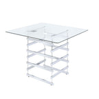 ACME 72590 Nadie Counter Height Table, Chrome & Clear Glass (1Set/2Ctn)