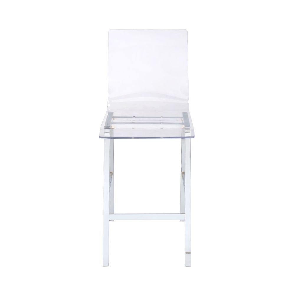 ACME 72592 Nadie Counter Height Chair (Set-2), Clear Acrylic & Chrome