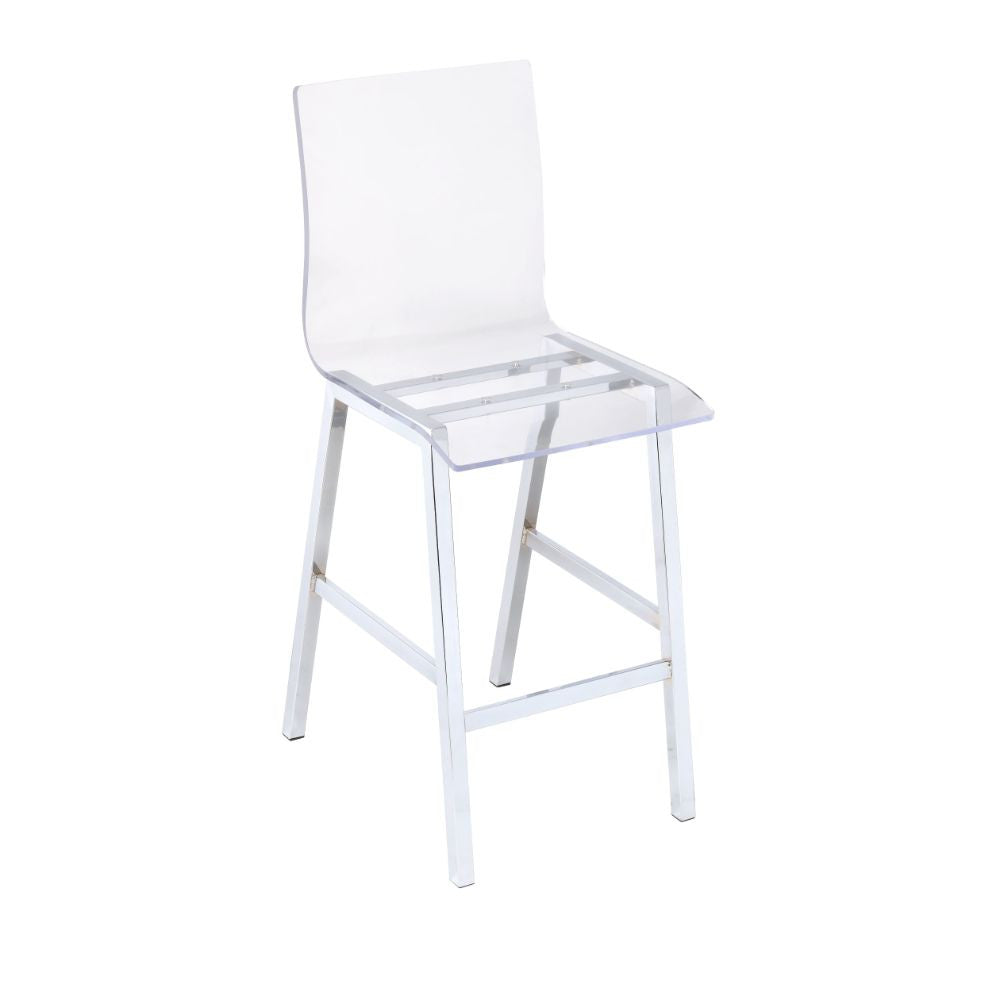 ACME 72592 Nadie Counter Height Chair (Set-2), Clear Acrylic & Chrome