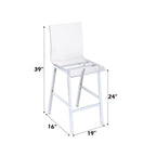 ACME 72592 Nadie Counter Height Chair (Set-2), Clear Acrylic & Chrome