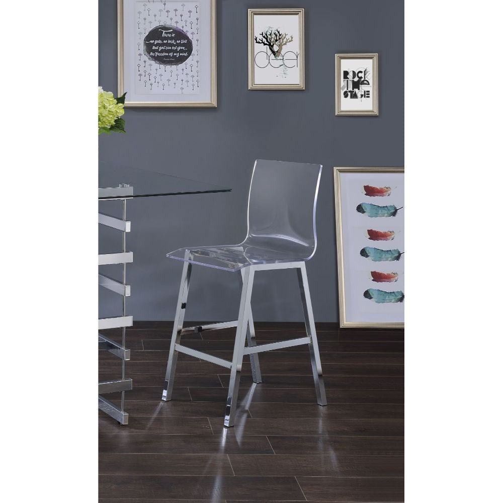 ACME 72595 Nadie Bar Table, Oak & Chrome