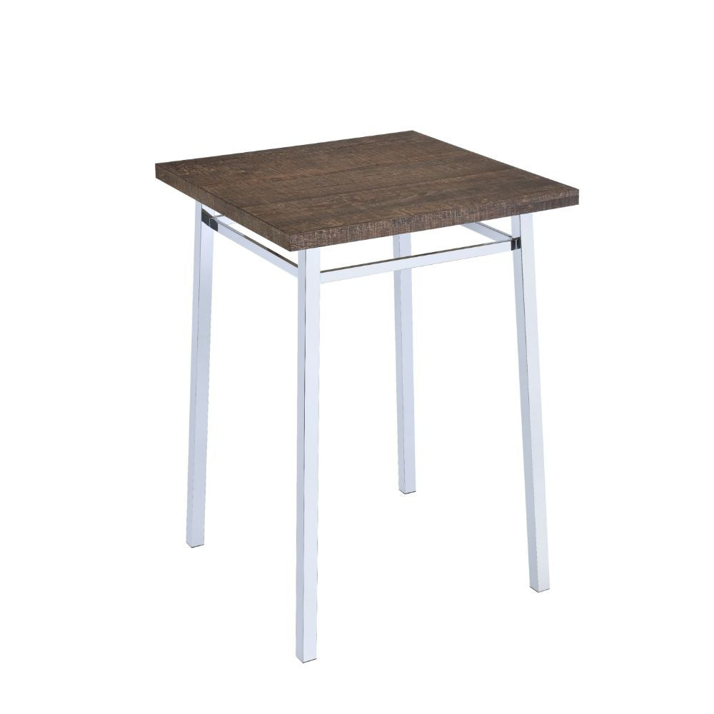 ACME 72595 Nadie Bar Table, Oak & Chrome