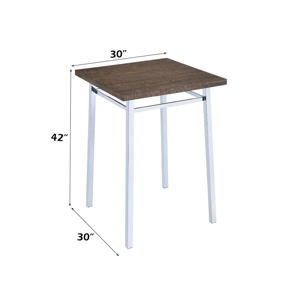 ACME 72595 Nadie Bar Table, Oak & Chrome