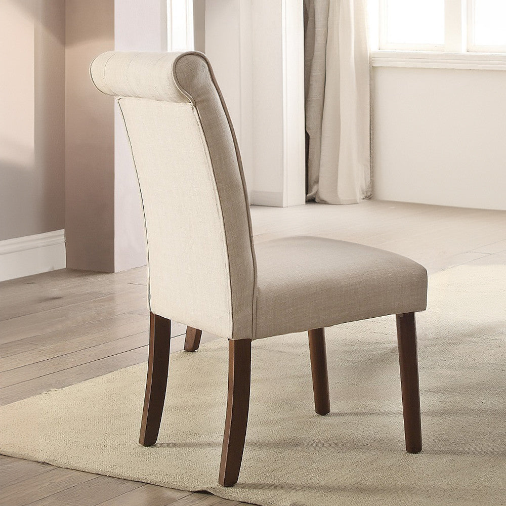 ACME 72822 Gasha Side Chair (Set-2), Beige Linen & Walnut