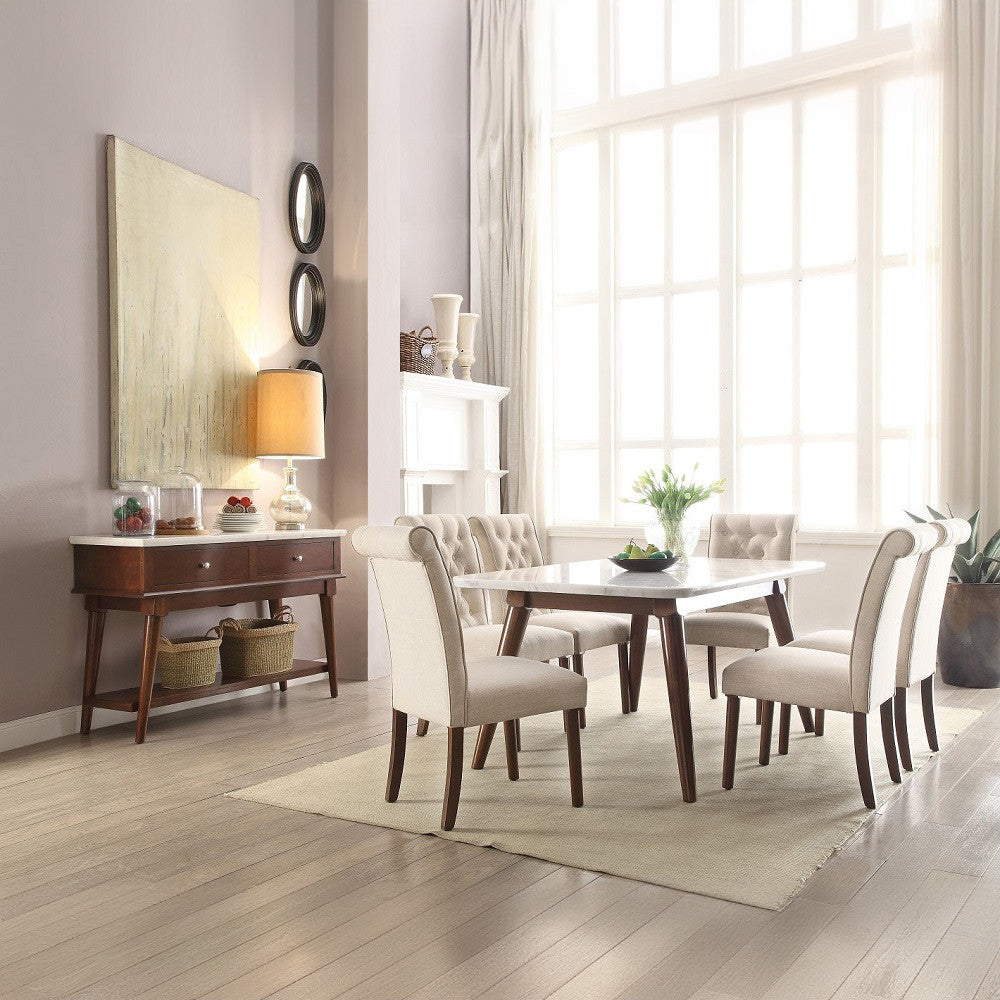 ACME 72822 Gasha Side Chair (Set-2), Beige Linen & Walnut