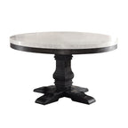 ACME 72845 Nolan Dining Table with Pedestal, White Marble & Salvage Dark Oak (1Set/2Ctn)
