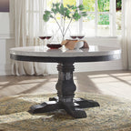 ACME 72845 Nolan Dining Table with Pedestal, White Marble & Salvage Dark Oak (1Set/2Ctn)