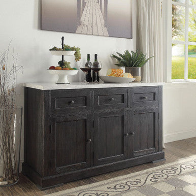 ACME 72847 Nolan Server, White Marble & Salvage Dark Oak