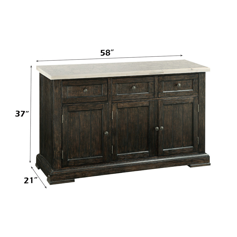 ACME 72847 Nolan Server, White Marble & Salvage Dark Oak
