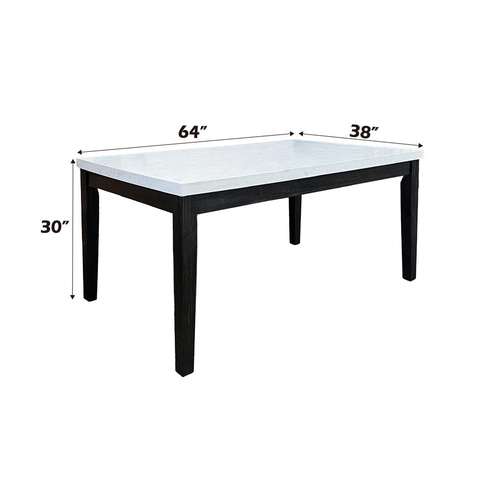 ACME 72850 Nolan Dining Table, White Marble & Salvage Dark Oak