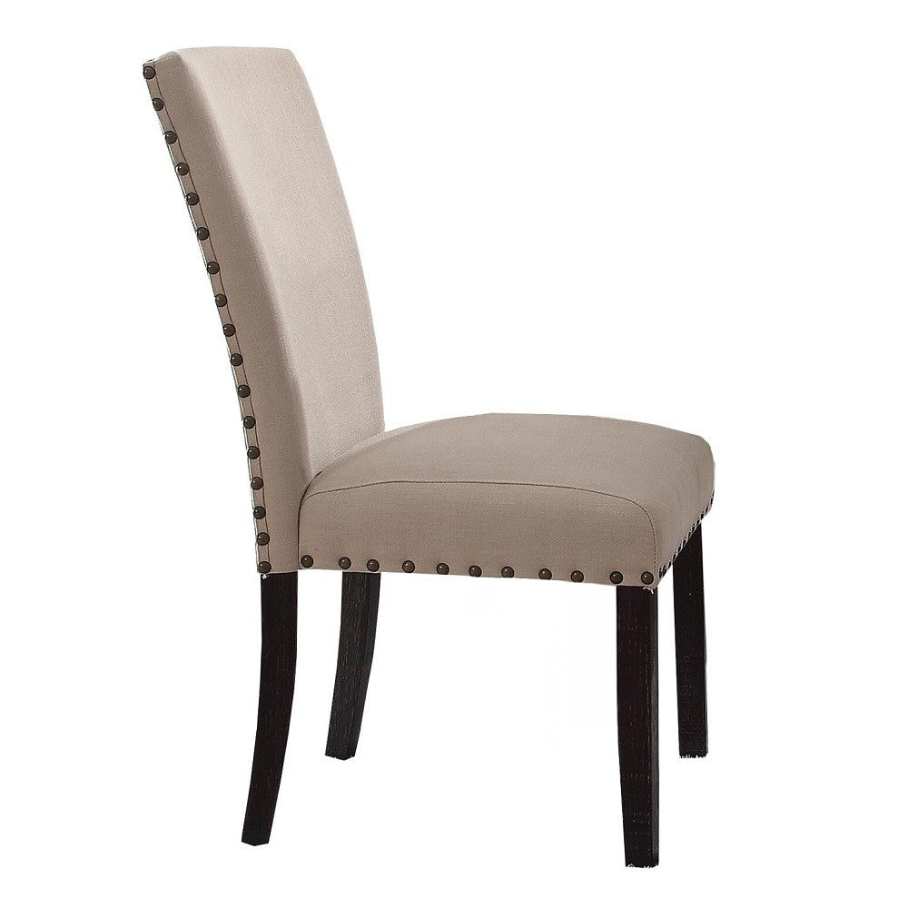 ACME 72852 Nolan Side Chair (Set-2), Linen & Salvage Dark Oak