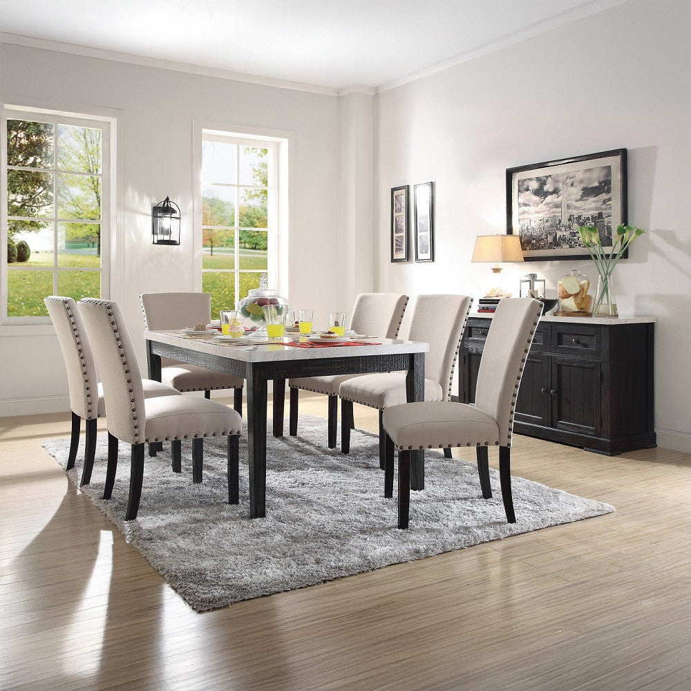 ACME 72852 Nolan Side Chair (Set-2), Linen & Salvage Dark Oak
