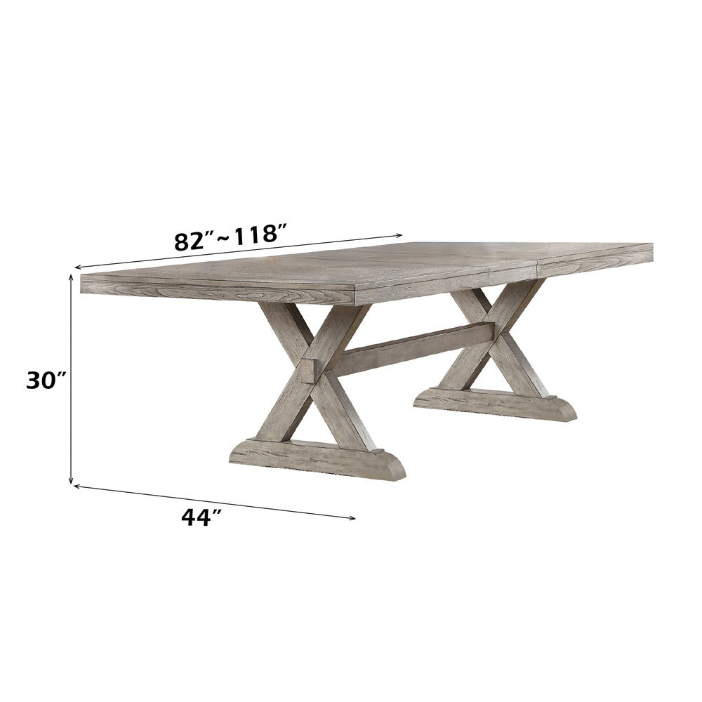 ACME 72860 Rocky Dining Table, Gray Oak (1Set/2Ctn)