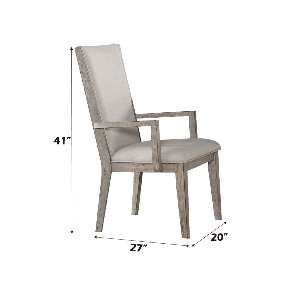 ACME 72863 Rocky Arm Chair (Set-2), Fabric & Gray Oak