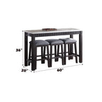 ACME 72930 Necalli 4 Piece Pack Counter Height Set, Marble & Weathered Espresso