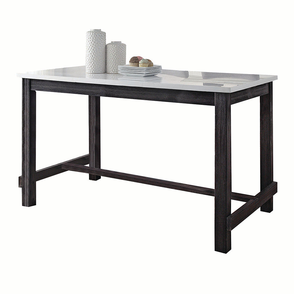 ACME 72940 Yelena Counter Height Table, Marble & Weathered Espresso