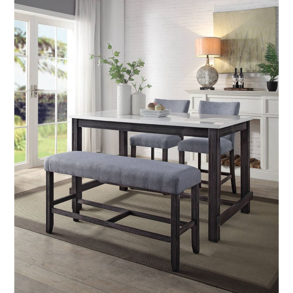 ACME 72943 Yelena Counter Height Bench, Fabric & Weathered Espresso