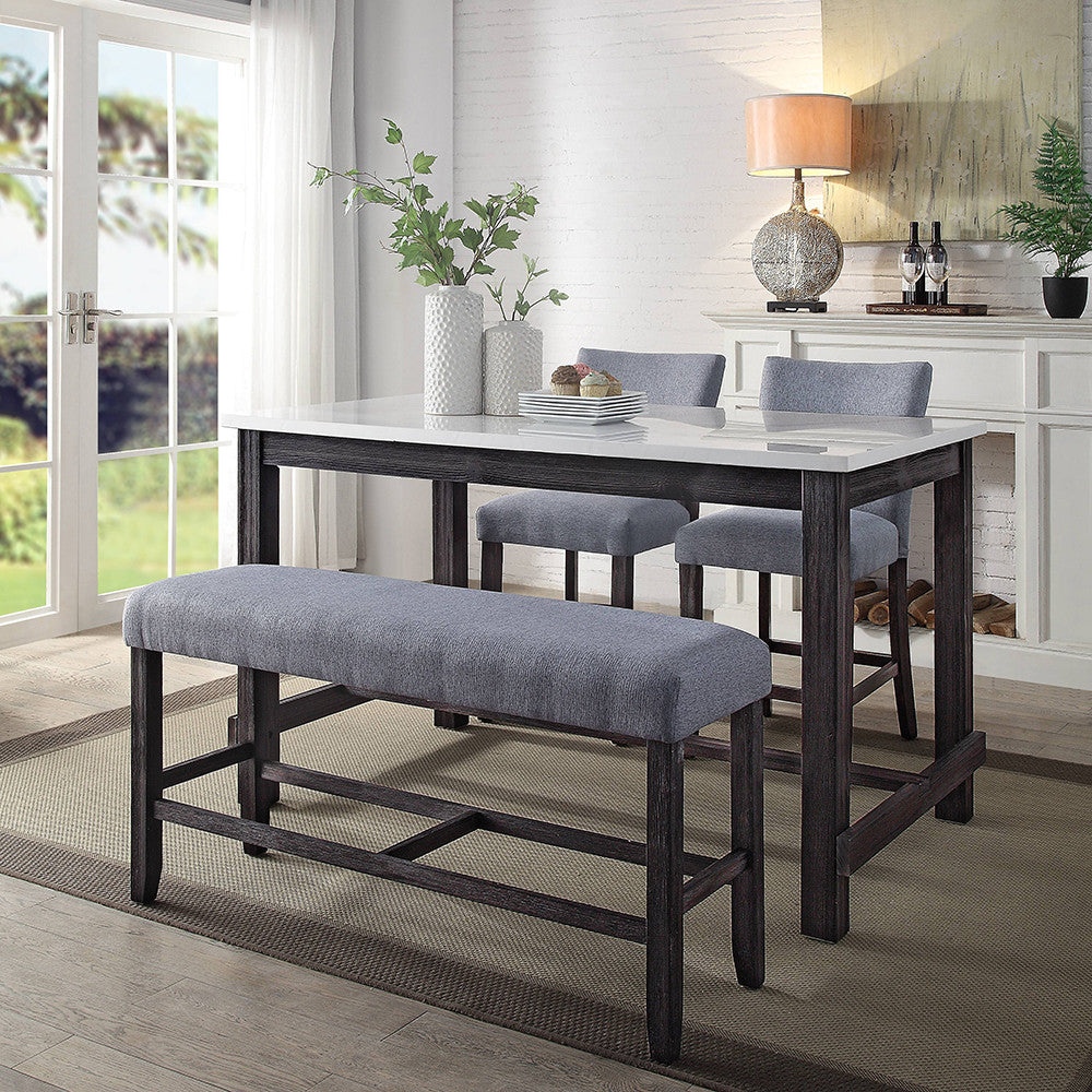 ACME 72940 Yelena Counter Height Table, Marble & Weathered Espresso