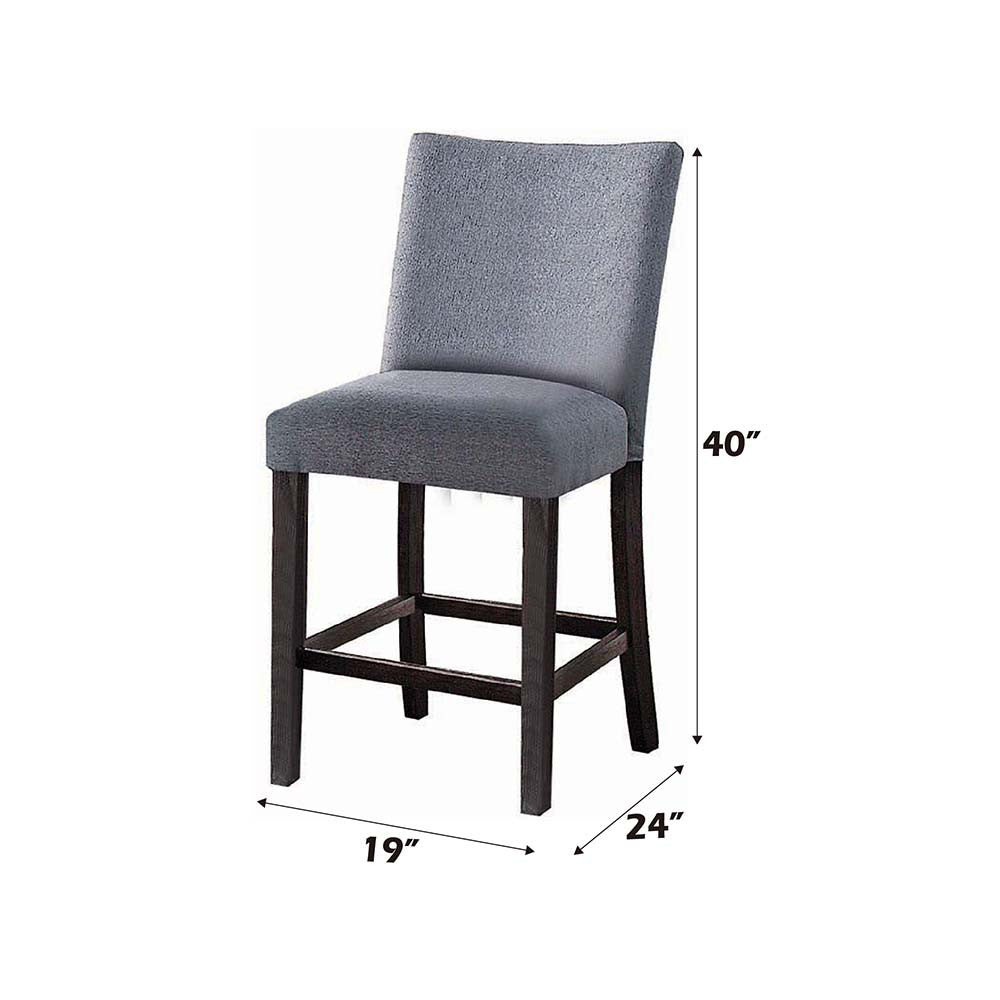 ACME 72942 Yelena Counter Height Chair (Set-2), Fabric & Weathered Espresso