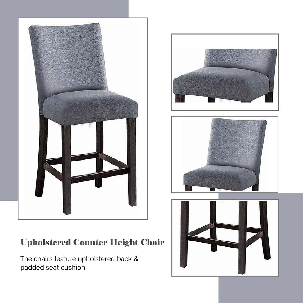 ACME 72942 Yelena Counter Height Chair (Set-2), Fabric & Weathered Espresso