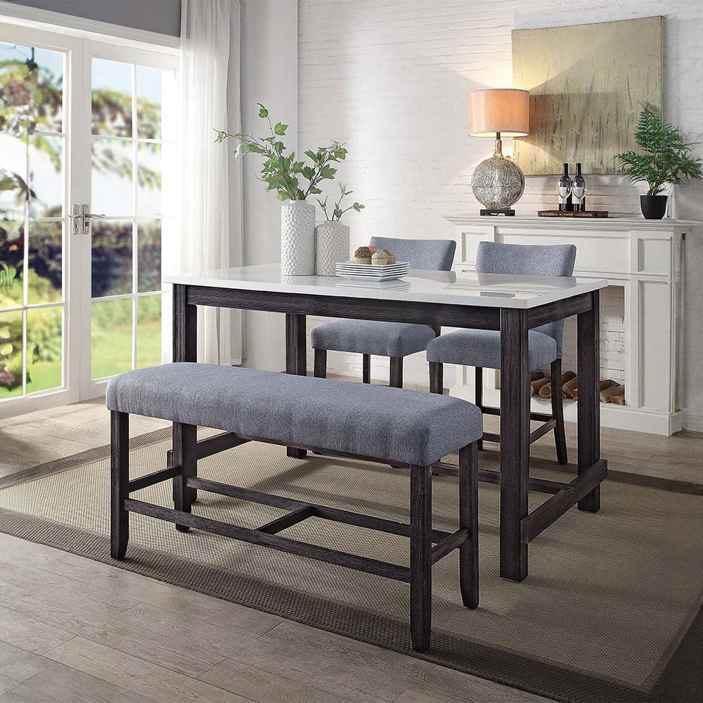 ACME 72942 Yelena Counter Height Chair (Set-2), Fabric & Weathered Espresso